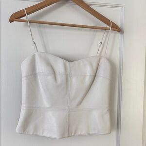 Bailey 44 White/Black Bustier Top in Faux Leather Size Medium